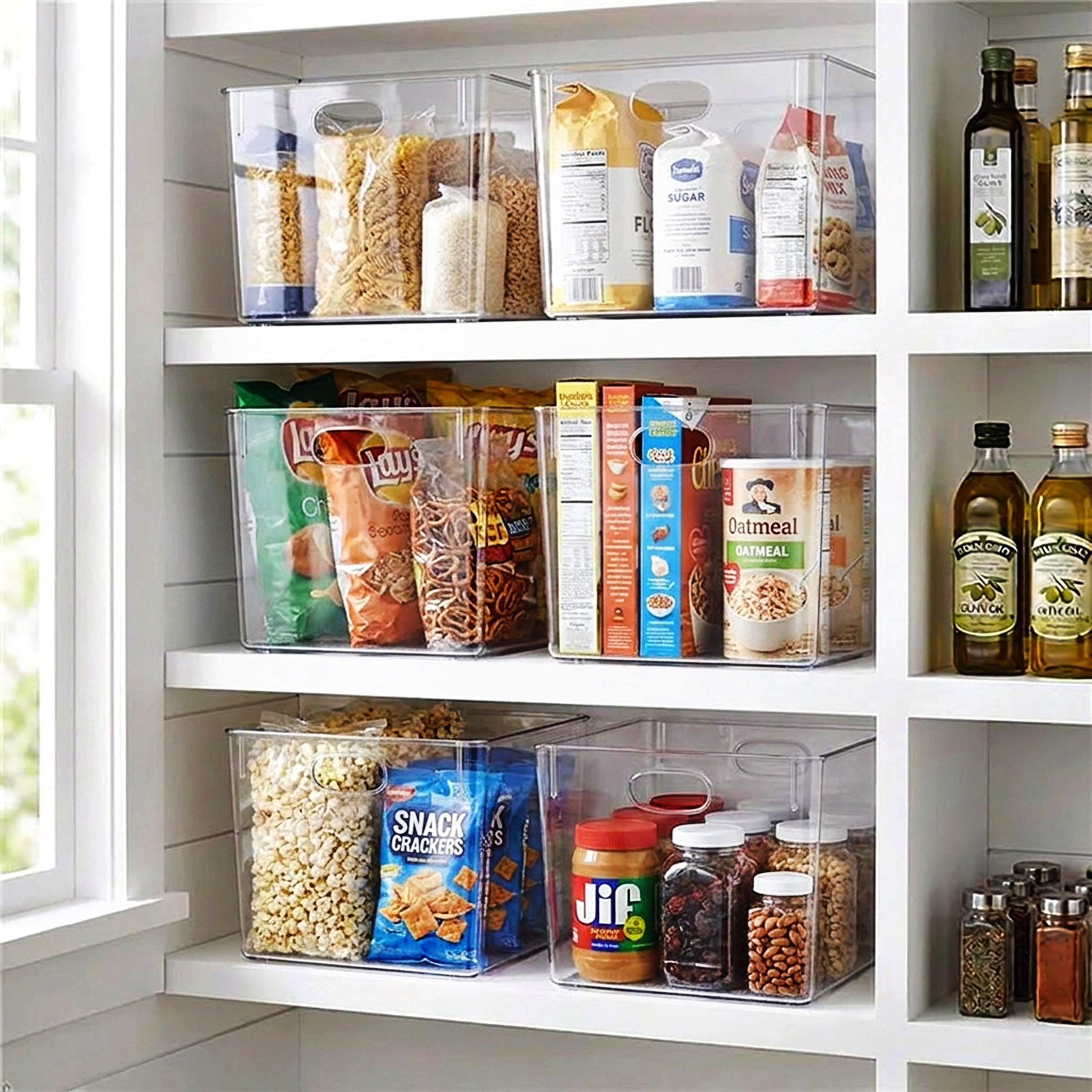 Sorbus 4-Pack Clear Stackable Storage Bins with Handles, BPA-Free Extra Large Square Organizers