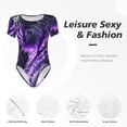 thumbnail image 4 of Fotbe Purple Pattern White Tiger Body de Mujer con Cuello Redondo y Mangas Cortas, Sin Mangas Ajustado, Suave, Cómodo y Básico-Large, 4 of 7