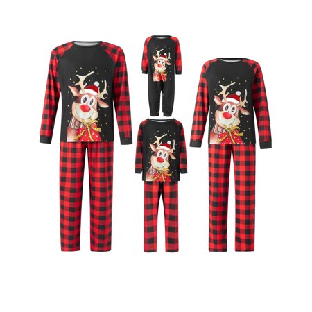 

Coduop Matching Family Pajamas Set Plaid Christmas Pajamas Sleepwear Dad Mom PJs