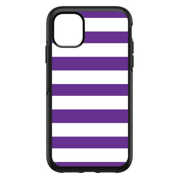 DistinctInk Custom SKIN / DECAL compatible with OtterBox Symmetry for iPhone 11 Pro (5.8" Screen) - Purple & White Bold Horizontal Stripes