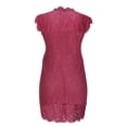 thumbnail image 5 of Odeerbi Summer 2025 Casual Dresses for Women Fashion Sleeveless Lace Zipper Sexy Solid Color Club Dress Burgundy, 5 of 8