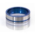 thumbnail image 4 of 8mm Flat Titanium Ring with One Off-Centered Groove Anodized in Blue, 4 of 4