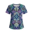 thumbnail image 6 of Erwazi Women's Short Sleeve Printed Blouse Zip V Neck Trendy Relax Fit Pullover Summer Casual Tops, 6 of 6