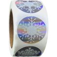 thumbnail image 1 of Woeilo 500 Pcs Holographic Snowflake Stickers Christmas Adhesive Stickers Round Label Stickers for Envelope Cookie Candy Box 2.5CM, 1 of 4