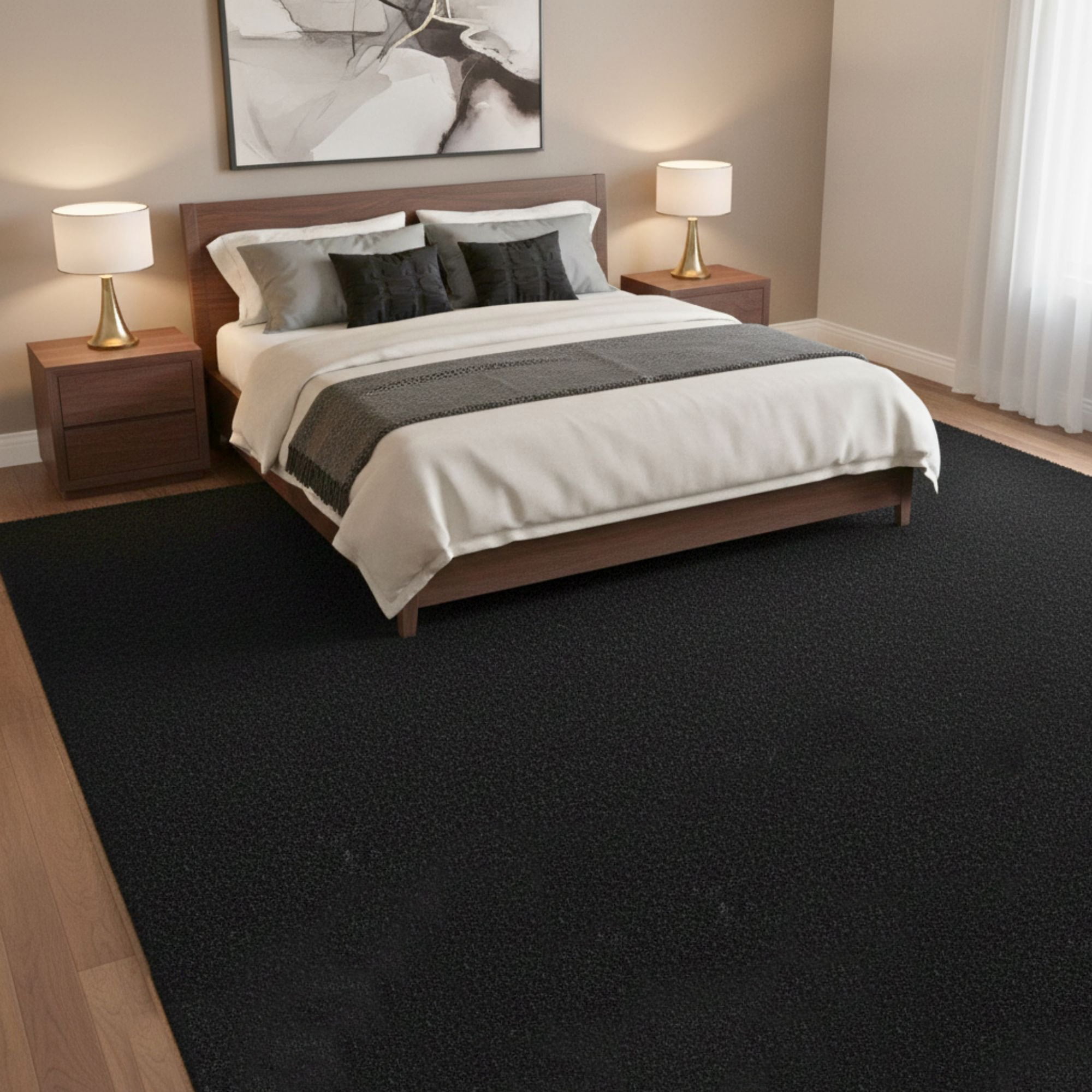 Ottomanson Oversized Shag Rug 7'10" x 23' – Plush Non-Slip Carpet for Living Room, Large Spaces, Black