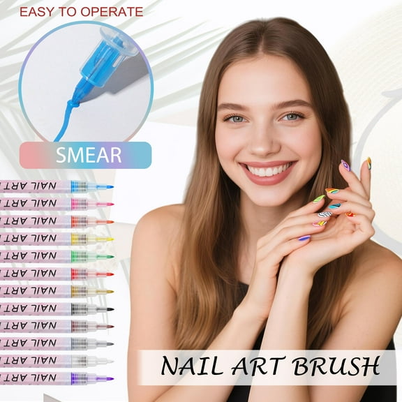 12 Colors Nail Art Pen Set (36ml), Quick-Dry Nail Painting Markers for DIY Nail Design, Dual-Tip Nail Art Pens for Drawing and Outlining, Professional Nail Art Supplies for Home and Salon