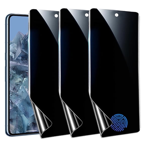 [3 Pack] Privacy Screen Protector for Google Pixel 8 Pro, Supports Fingerprint Unlock, Anti-Spy Flexible TPU Screen Protector for Google 8 Pro 6.7-Inch