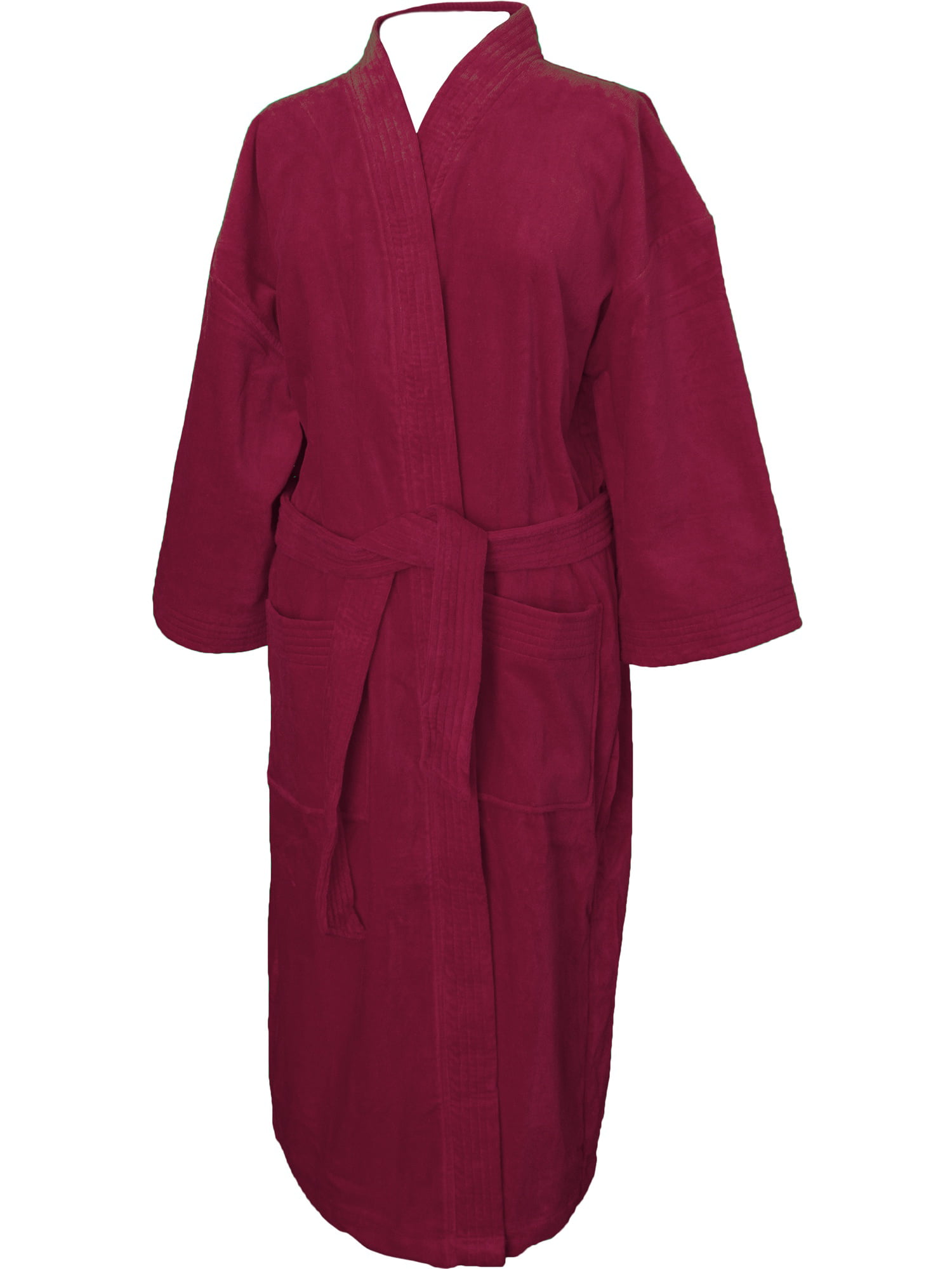 Terry Velour Kimono Robe-Burgundy - Walmart.com