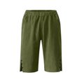 thumbnail image 4 of SOFTCCLO Shorts for Women Summer Solid Straight Shorts Side Slit Button Pocket 5 Inch Womens Shorts Army Green L, 4 of 8