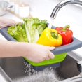 thumbnail image 5 of Colander es plegable, con diseño de enchufe giratorio, cesta de drenaje de lavabo plegable, fregadero de verduras/frutas con mango retráctil, Ba de drenaje plegable para cocina Feliz Sencillez, 5 of 5