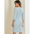 thumbnail image 4 of DARING DIVA Women's 3/4 Sleeves Plaid Tweed Elegant Work Dresses S Blue, 4 of 6