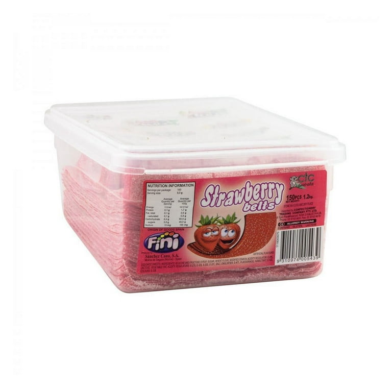 Fini Strawberry Sour Belts Fruit Chewy Candy - 200 Pieces in Fini Strawberry Sour Belts Fruit Chewy Candy - 200 Pieces in