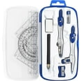 thumbnail image 1 of This 10-piece math and geometry set for students includes a shatterproof storage box, a ruler, protractor, compass, eraser, pencil sharpener, pencil lead, and pencil for drawing and drafting., 1 of 8