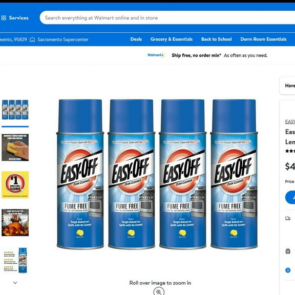 Easy-Off Fume Free Max Oven Cleaner, Lemon 24 oz (Pack of 4)