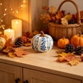 thumbnail image 6 of erdimoy Blue & White Floral Ceramic Pumpkin Decor, Multi‑Size Chinoiserie Fall Pumpkin Tabletop Figurine, Thanksgiving Harvest Season Mantel Shelf Home Ornament, 6 of 6