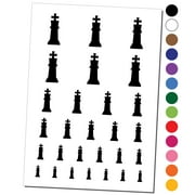 Chess King Piece Water Resistant Temporary Tattoo Set Fake Body Art Collection - Black