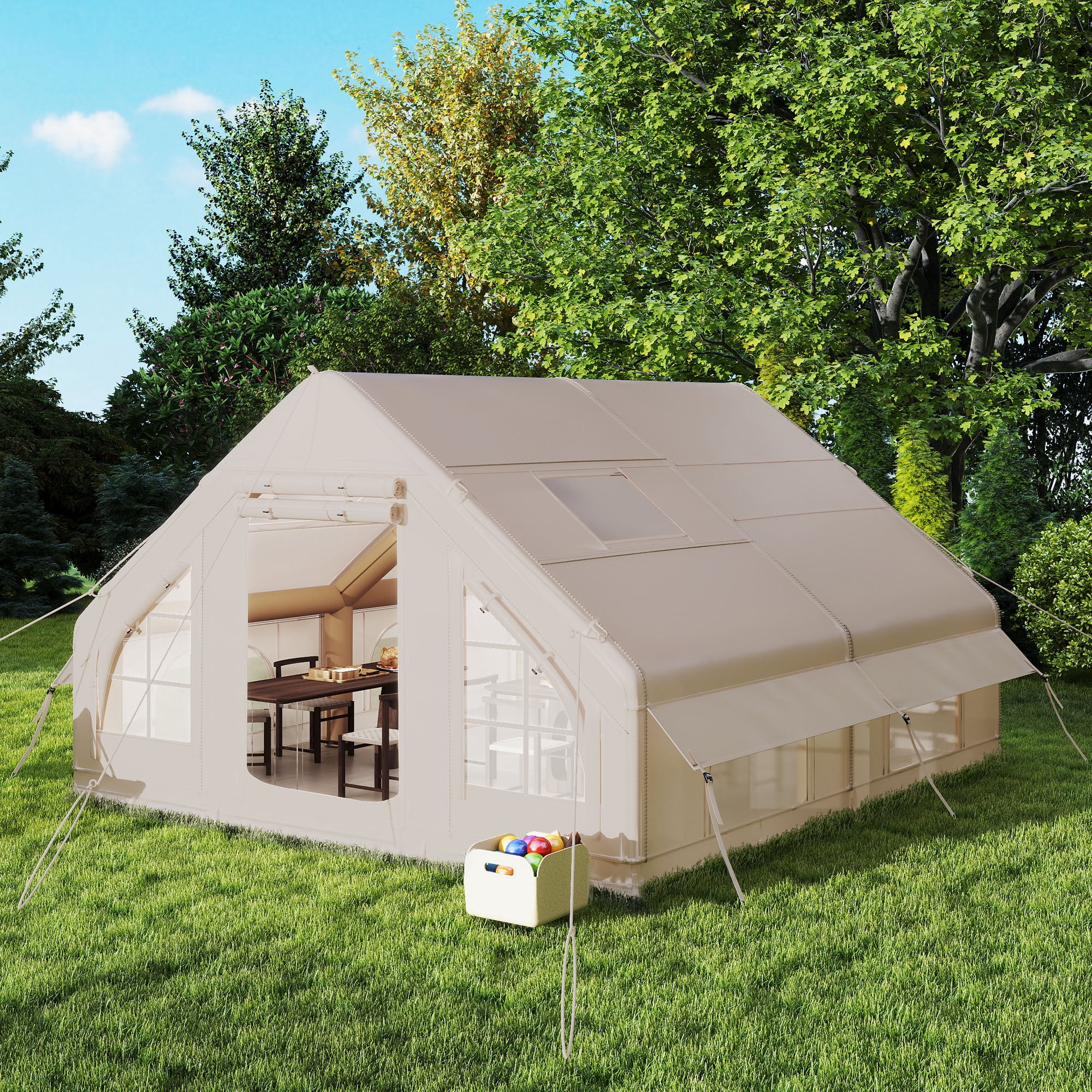 Dextrus Easy Setup 4 Season Waterproof Windproof Outdoor Blow Up Glamping Tent with Pump, Suitable for 2-6 people