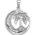 thumbnail image 3 of Sterling Silver Rh-Plated Polished Palm Tree With Crescent Moon Pendant (Width 25.25) (Length 35) - Jbsp, 3 of 5