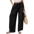 thumbnail image 2 of TFEOQRY Womens Cargo Pants with Pockets Elastic Waist Drawstring Solid Color Loose Casual Wide Leg Pants, 2 of 7