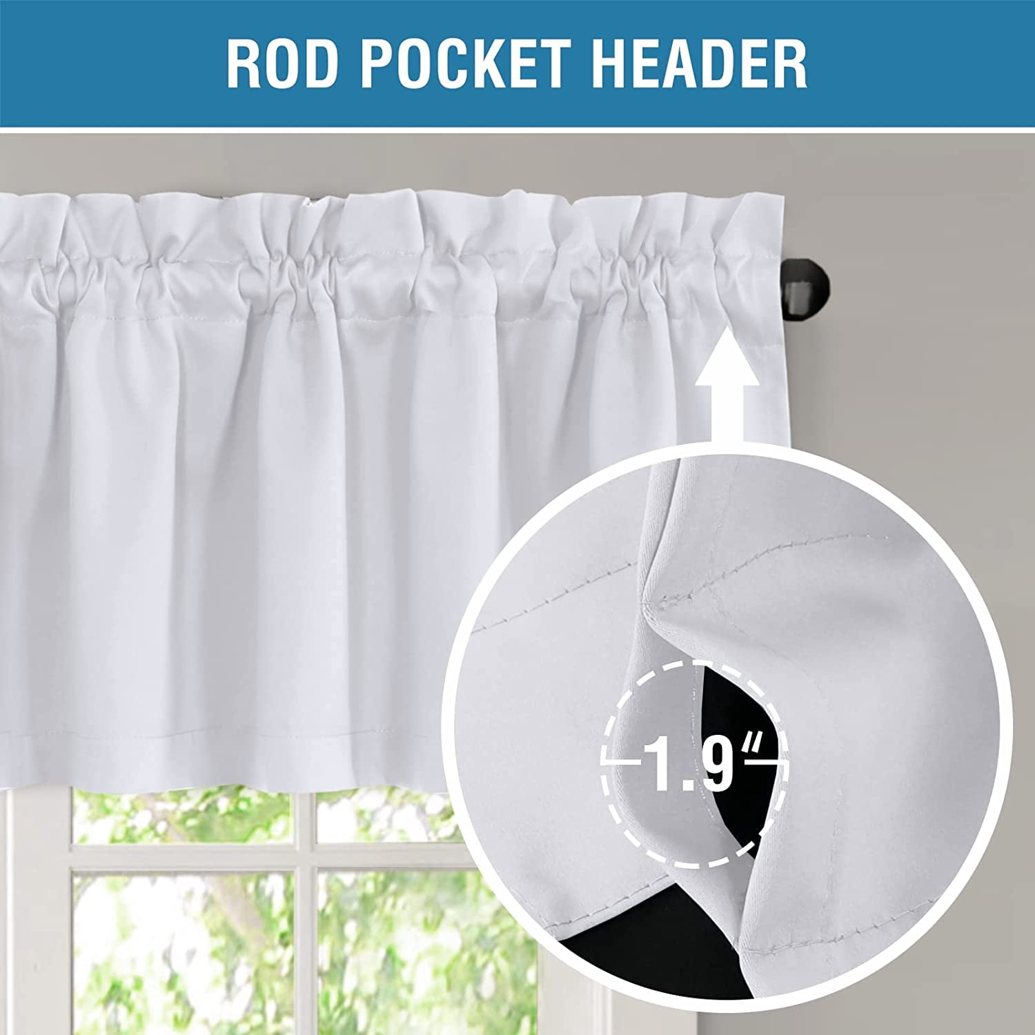Blackout Curtain Valances for Kitchen Windows/Bathroom/Living Room/Bedroom Thermal Insulated Rod Pocket Valances for Windows, 2 Pack, 52" x 18"