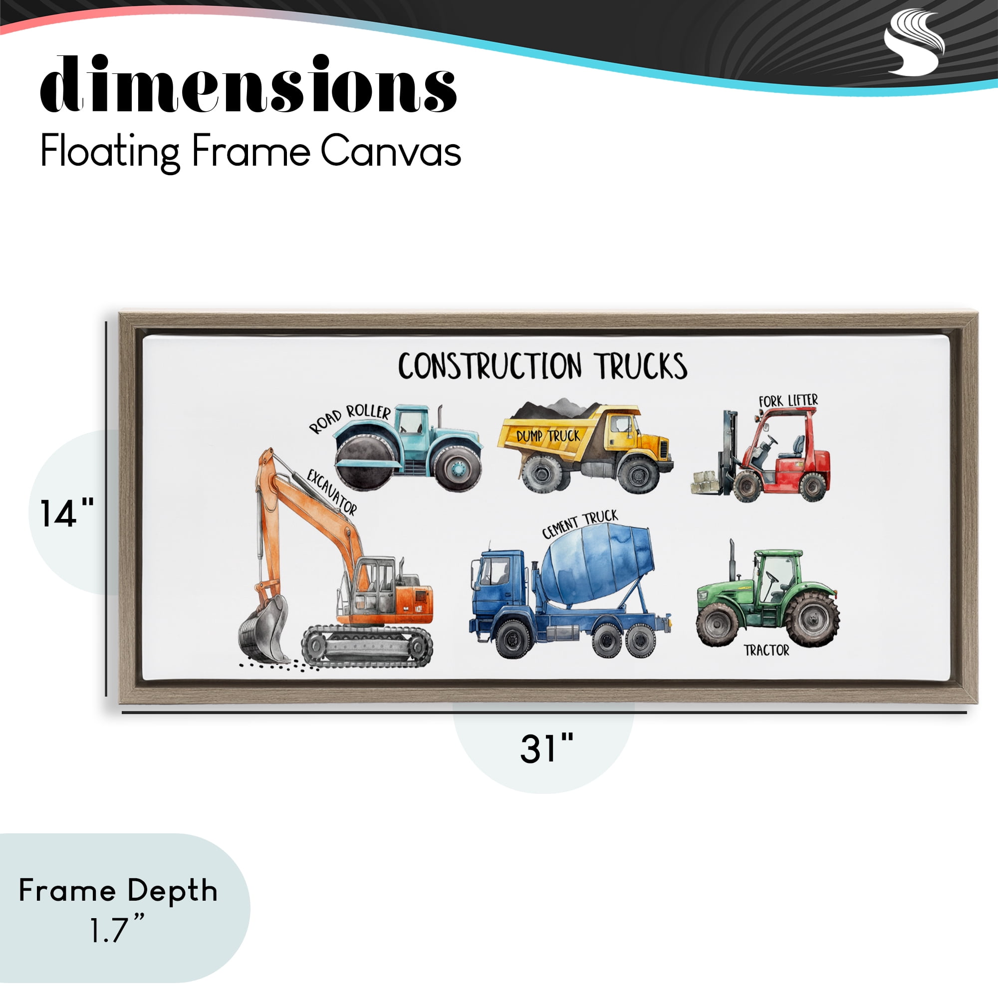 Stupell Industries Industrial Construction Trucks Brown Framed Floater Canvas Wall Art, design by Christine Simpson Art