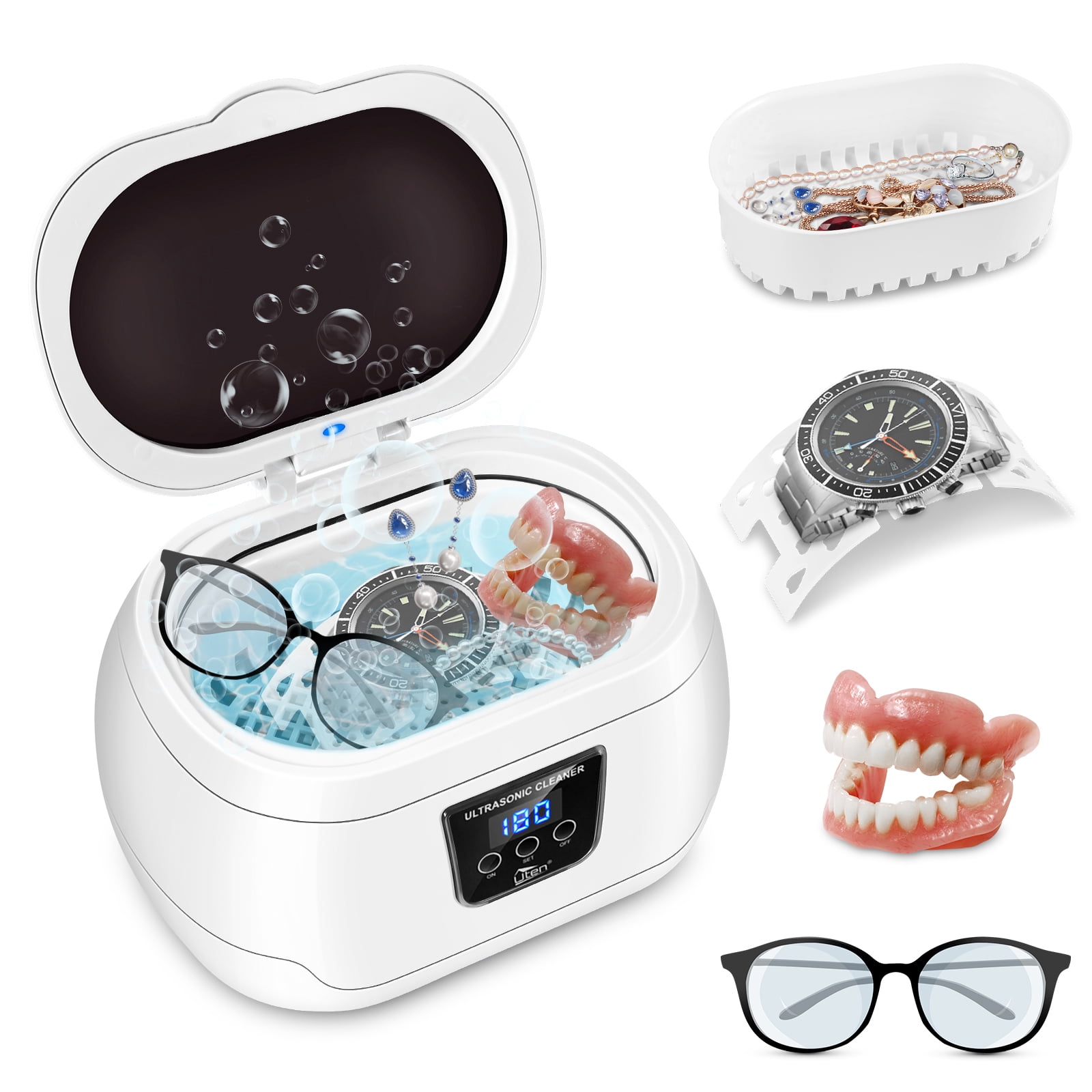 Himaly Professional Ultrasonic Cleaner, 600ml Jewelry Polisher with Digital Timer for Eye Glasses, Watches, Jewelry