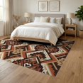 thumbnail image 3 of ODIKA Border Aztec Motif Frame Spotted Cabin Southwestern Farmhouse Playful Expressive for Dining Room, Under Table, Office, Non-Slip Chair-Friendly Floor, 3 of 7