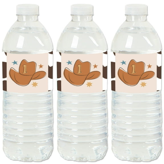 Big Dot of Happiness My First Rodeo - Little Cowboy 1st Birthday Party Water Bottle Sticker Labels - Set of 20