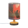 thumbnail image 2 of Bird Houses Sun Ruins Table Lamp USB Bedside Desk Nightstand Lamp Printed Gifts Small Lamp Wood Base for Bedroom Living Room Kids Room College Dorm, 2 of 7