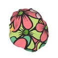 thumbnail image 2 of YFYANG Women's Double Waterproof Shower Cap, Cartoon Floral Pattern Reusable Hair Cap for All Hair Styles and Head Sizes, 2 of 9