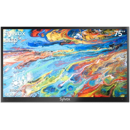 SYLVOX 75 inch Full Sun Outdoor TV, 2000 Nits 4K Smart QLED Television, IP55 Waterproof TV Built-in Google Play Voice Assistant and Chromecast(Pool Pro QLED Series)