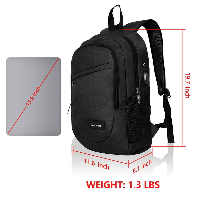 OMOUBOI Business Laptop Backpack Water Resistant Travel Backpack Fits up to 15.6 inch Laptop Black