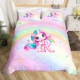 thumbnail image 2 of Erosebridal Pink Unicorn Comforter Cover Queen, Initial R Letter Bedding Queen Size, Flower Decor, Reversible 3 Pieces（No Comforter）, 2 of 6
