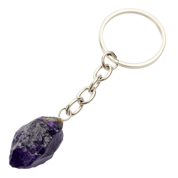 Amethyst Crystal Car Key Holder, Raw Crystal Keychain