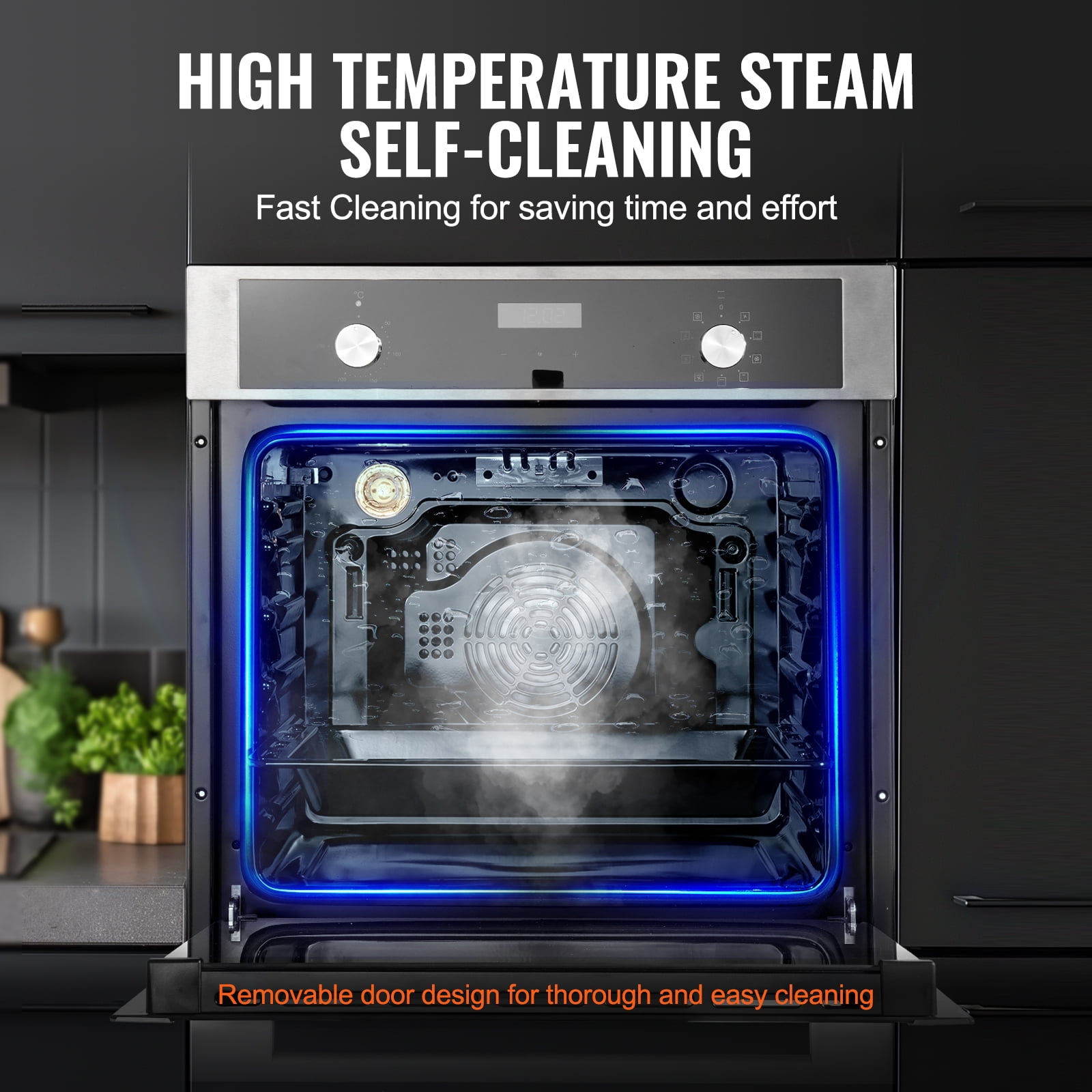 KFFKFF Solo Wall Oven, 24" Electric Integrated Wall Oven featuring 9 Culinary Modes, 2.68 Cu.Ft Electric Wall Ovens equipped with Timer, 2800W Electric Oven including Baking Rack and Tray
