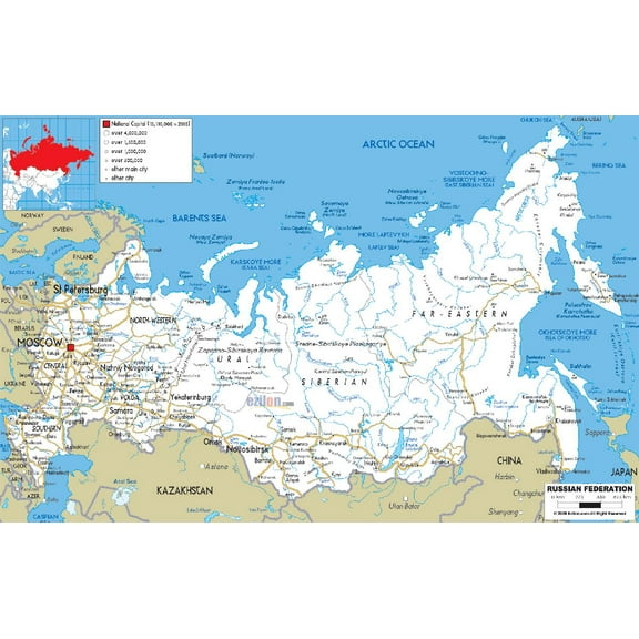 26"x16" Heavyweight Photo Paper Quality Poster: road-map-of-Russia E"xplore Marie Thrse Hbert Jean Rob