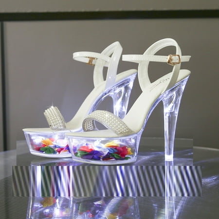 

Cathalem Fashion Styles Super High Heel Sexy Women High Heel Shoes Glow Fashion Women Shoes Womens Wedge Sandals Size 7 White 9