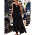 thumbnail image 3 of JYYYBF Women Long Cami Dresses Casual Loose Scoop Neck Back Tie-Up Swing Tiered Ruffled Spaghetti Strap Dress, 3 of 9