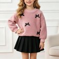 thumbnail image 2 of WXFAZCVU Girls 2 Piece Outfits Bow Long Sleeved Top and Skirt Set Fall Fashion Clothing Size 4 Years, 2 of 4
