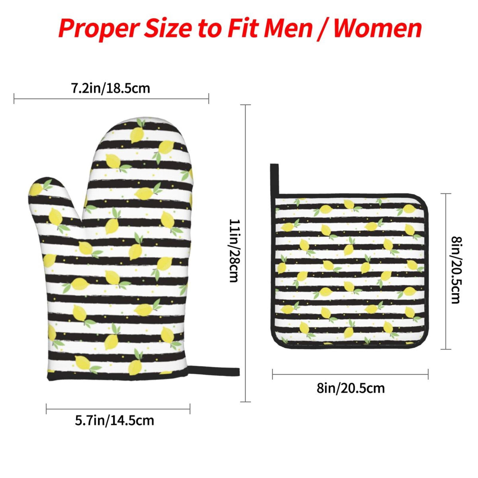 Naloa Lemon_1 Oven Mitts and Pot Holders 4 pcs Set, Cooking Baking Grilling Kitchen Oven Glove for Cooking