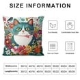 thumbnail image 5 of Patifu   Cat Throw Pillow Cushion Cover, Kitty Surrounded by Birds Flowers Ladybugs Inspirational Folk Theme, Decorative Square Accent Pillow Case,   Multicolor Seafoam 22x22in, 5 of 5