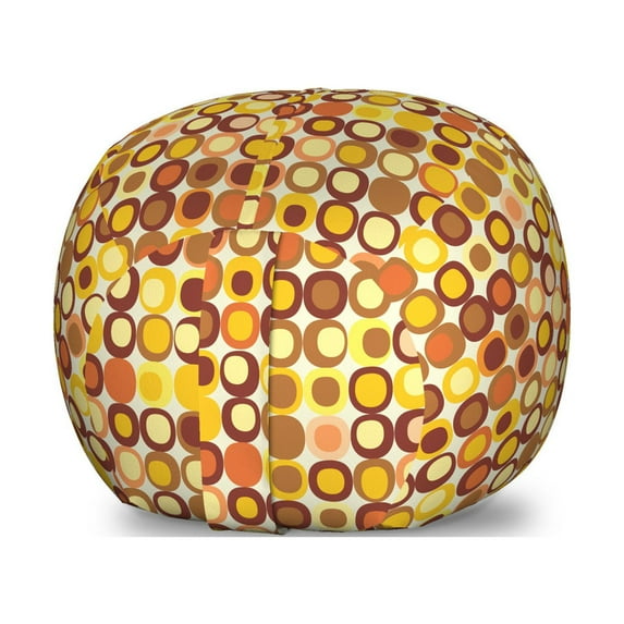 Mid Century Storage Toy Bag Chair, Retro-Themed Styled Round Edged Square Pattern in Old Earth Tones, Stuffed Animal Organizer Washable Bag, Large Size, Brown Yellow Coral, by Ambesonne