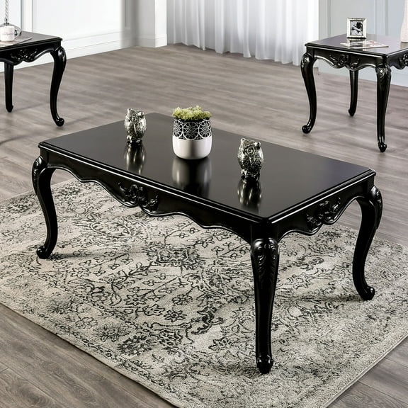 Furniture of America Armena Traditional Solid Wood Coffee Table, Black