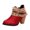 Red, variant on Fesfesfes Faux-Leather Boots for Women Retro Fashion Back Zipper Belt Buckle Chunky Ankle Boots 6.5(40)