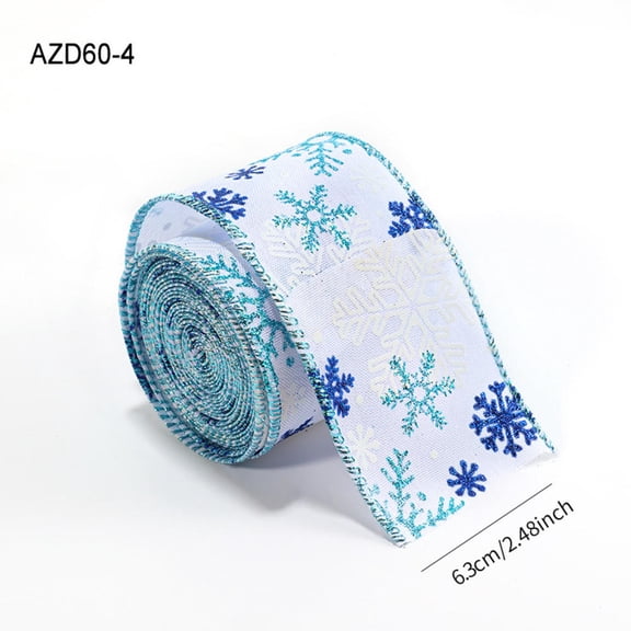 2m/2yard Christmas Ribbon Glittery Snowflake Christmas Ribbon for Christmas Tree Decorations Gift Wrapping