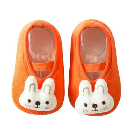 

1 Pair Sock Shoes Cozy Lovely Soft Non-slip Adorable Keep Warm Plush Toddler Cartoon Bunny Socks for Indoor Orange