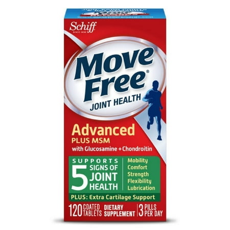 Move Free Advanced Glucosamine Chondroitin MSM and Hyaluronic Acid Joint Supplement, 120 ct, Uniflex helps protect joint tissue and cartilage By Schiff Nutrition Group Inc Ship from