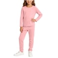 thumbnail image 2 of NAISIBABY Girls Outfit Set Size 9,Long Sleeve Crew Neck Shirt and Elastic Waist Pants 2 Piece Loungewear Pink, 2 of 6