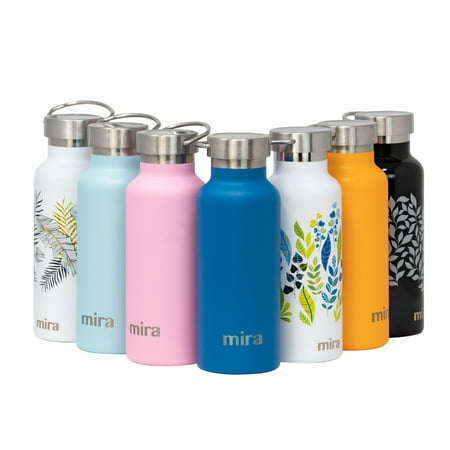 MIRA 17 oz Stainless Steel Vacuum Insulated Water Bottle | Keeps Drink Cold for 24 hours & Hot for 12 hours, Does Not Sweat | Large Capacity Sports Water Bottle with 2 Lids | 500 ml Hawaiian (Best Thermos To Keep Drinks Hot)