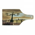 thumbnail image 1 of Venice Cutting Board, Venice Lagoon Gondolas Moored by Saint Mark Square on Grand Canals Dreamy Sky, Tempered Glass Cutting and Serving Board, Wine Bottle Shape, Pale Brown Black, by Ambesonne, 1 of 1